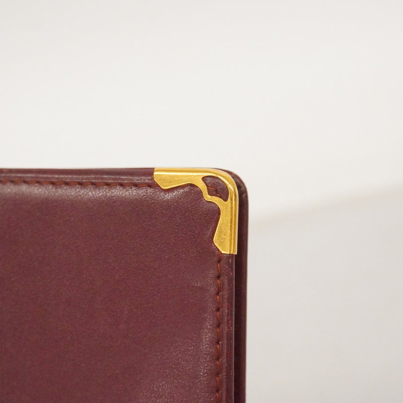 ★SALE【6cc2892】カルティエ 長札入れ マスト レザー ボルドー ゴールド金具【中古】メンズ レディース ユニセックス
