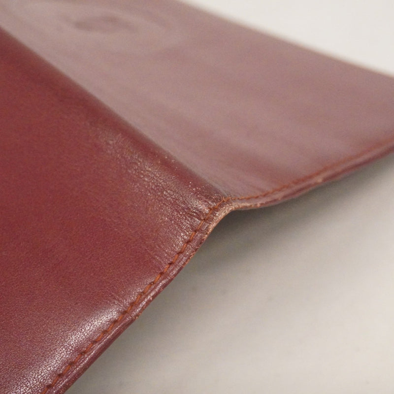 ★SALE【6cc2892】カルティエ 長札入れ マスト レザー ボルドー ゴールド金具【中古】メンズ レディース ユニセックス