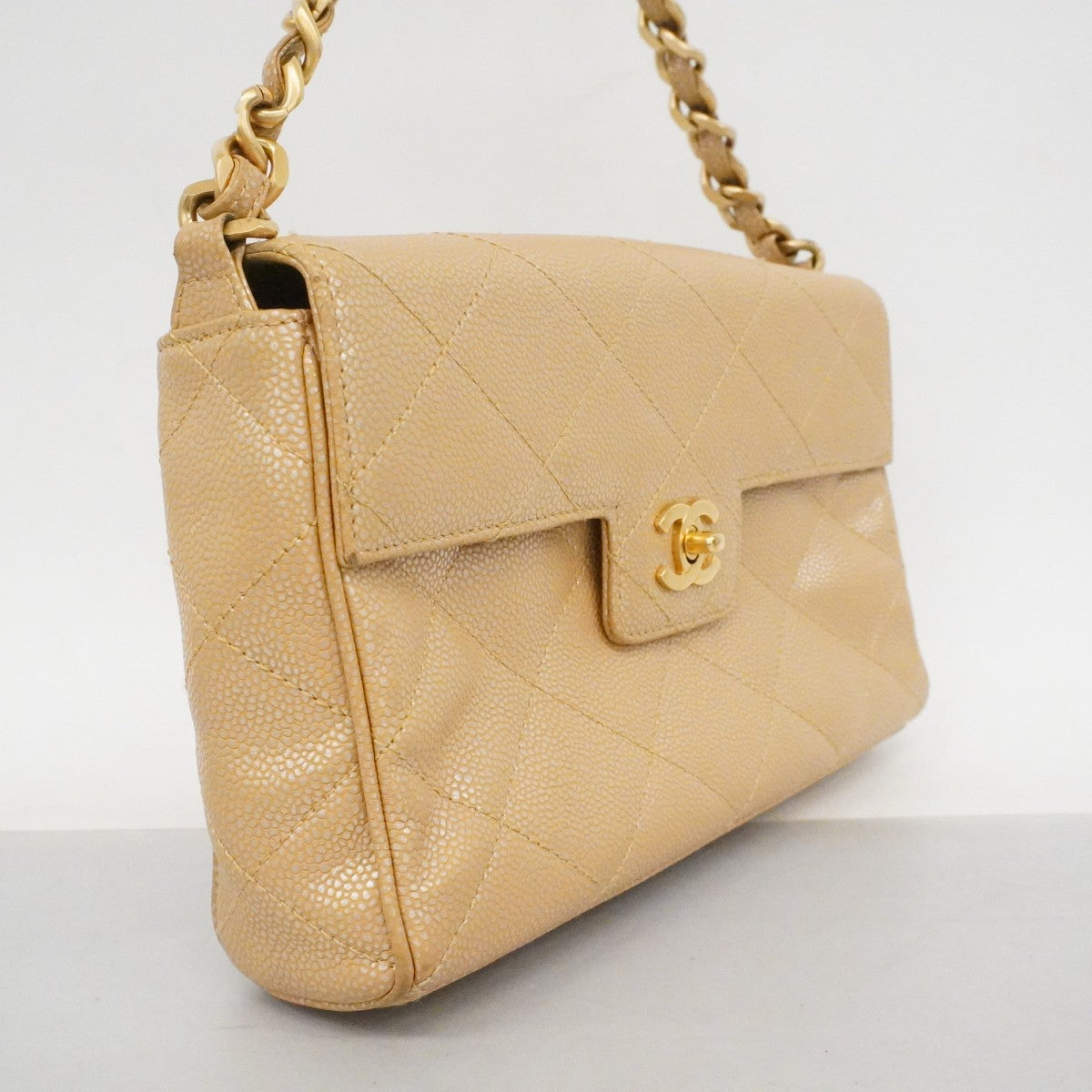 ★最終価格★SALE【6cc2957-k】シャネル ハンドバッグ マトラッセ キャビアスキン ピンクベージュ ゴールド金具【中古】レディース