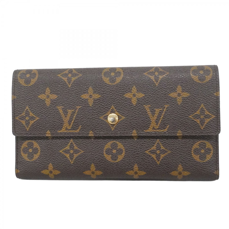 【6cc3148】ルイヴィトン 三つ折り長財布 モノグラム ポルトフォイユインターナショナル M61217 ブラウン【中古】メンズ レディース ユニセックス
