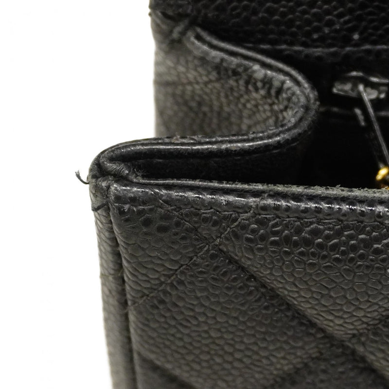 【6cc3267-k】シャネル ショルダーバッグ デカマトラッセ Wチェーン キャビアスキン ブラック ゴールド金具【中古】レディース