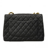 【6cc3267-k】シャネル ショルダーバッグ デカマトラッセ Wチェーン キャビアスキン ブラック ゴールド金具【中古】レディース