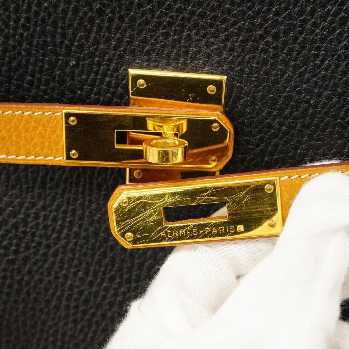 【6cc3293】エルメス ショルダーバッグ ケリースポーツGM アルデンヌ ブラック ゴールド ゴールド金具 □C刻印【中古】レディース