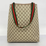 ★SALE【6cc3407-k】グッチ トートバッグ GGスプリーム/シェリーライン 39 02 003 PVC ベージュ ブラウン ゴールド/シルバー金具【中古】レディース