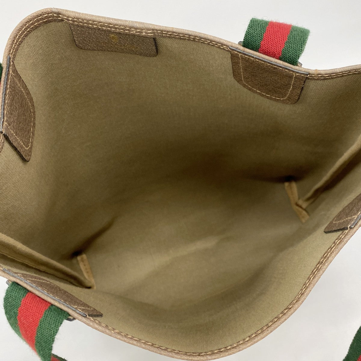 ★SALE【6cc3407-k】グッチ トートバッグ GGスプリーム/シェリーライン 39 02 003 PVC ベージュ ブラウン ゴールド/シルバー金具【中古】レディース