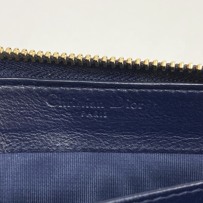 【6cc3496】クリスチャンディオール 長財布 カナージュ エナメル ブルー ゴールド金具【中古】レディース