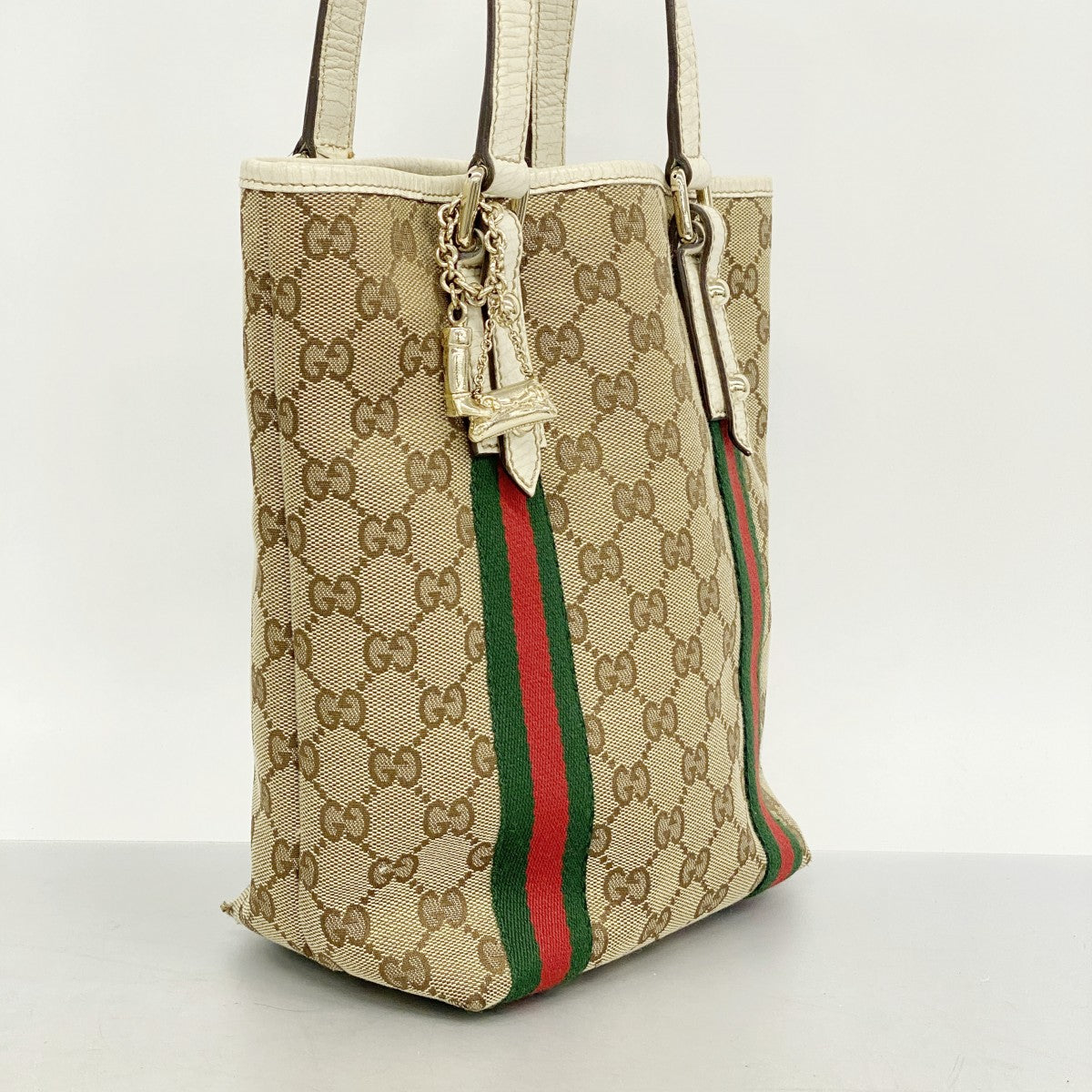 ★最終価格★SALE【6cc3676】グッチ トートバッグ GGキャンバス/シェリーライン 162898 キャンバス ブラウン シャンパンゴールド金具【中古】レディース