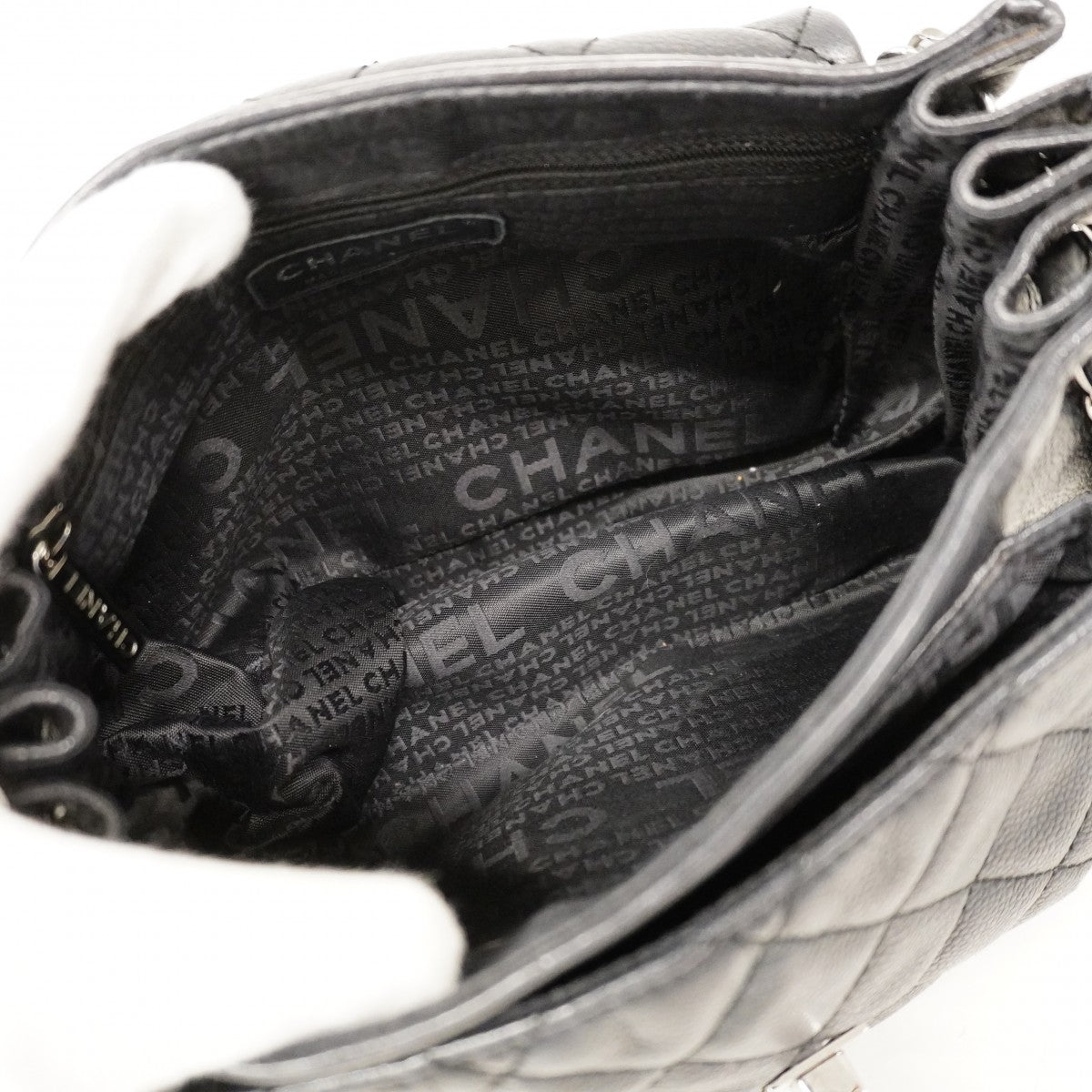 【6cc3839-k】シャネル ショルダーバッグ 2.55/マトラッセ チェーンショルダー キャビアスキン ブラック シルバー金具【中古】レディース