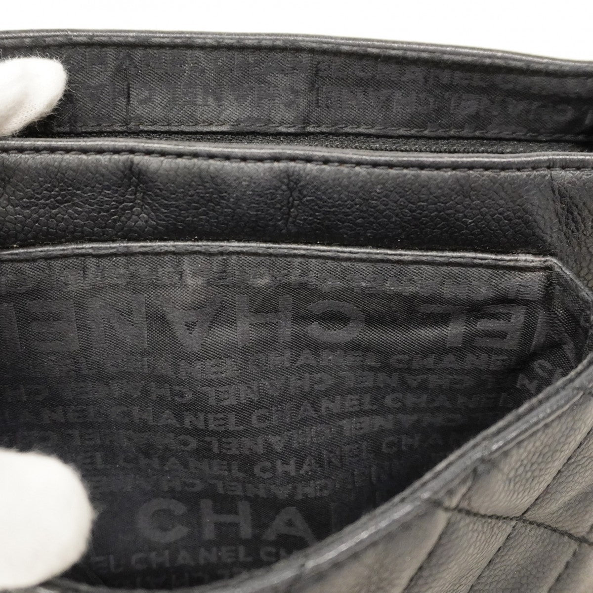 【6cc3839-k】シャネル ショルダーバッグ 2.55/マトラッセ チェーンショルダー キャビアスキン ブラック シルバー金具【中古】レディース