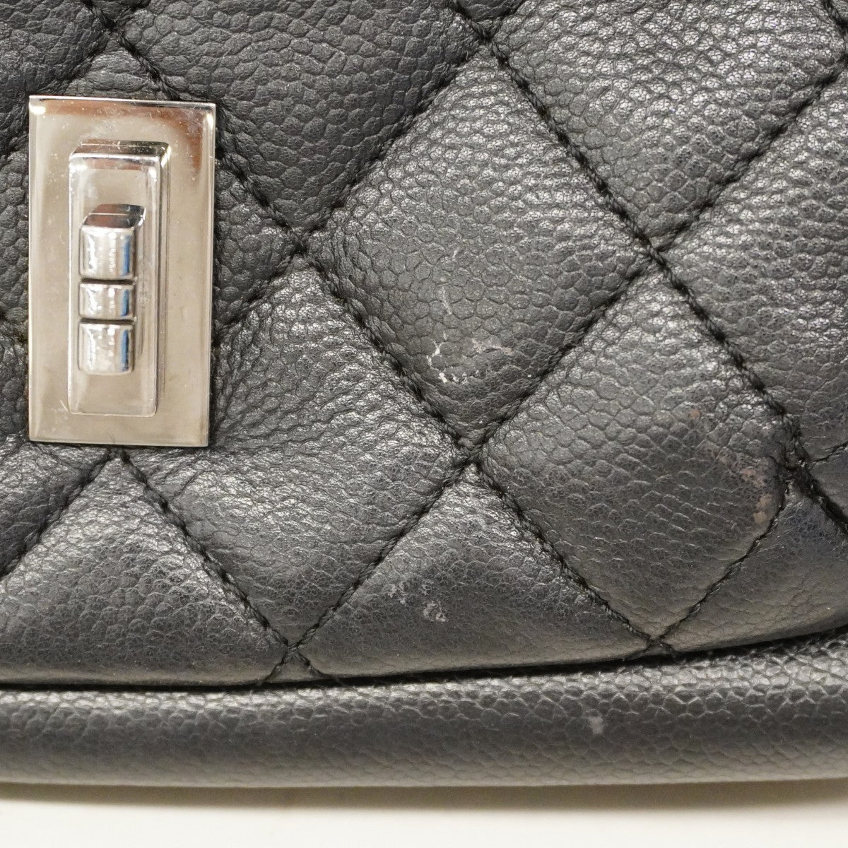 【6cc3839-k】シャネル ショルダーバッグ 2.55/マトラッセ チェーンショルダー キャビアスキン ブラック シルバー金具【中古】レディース