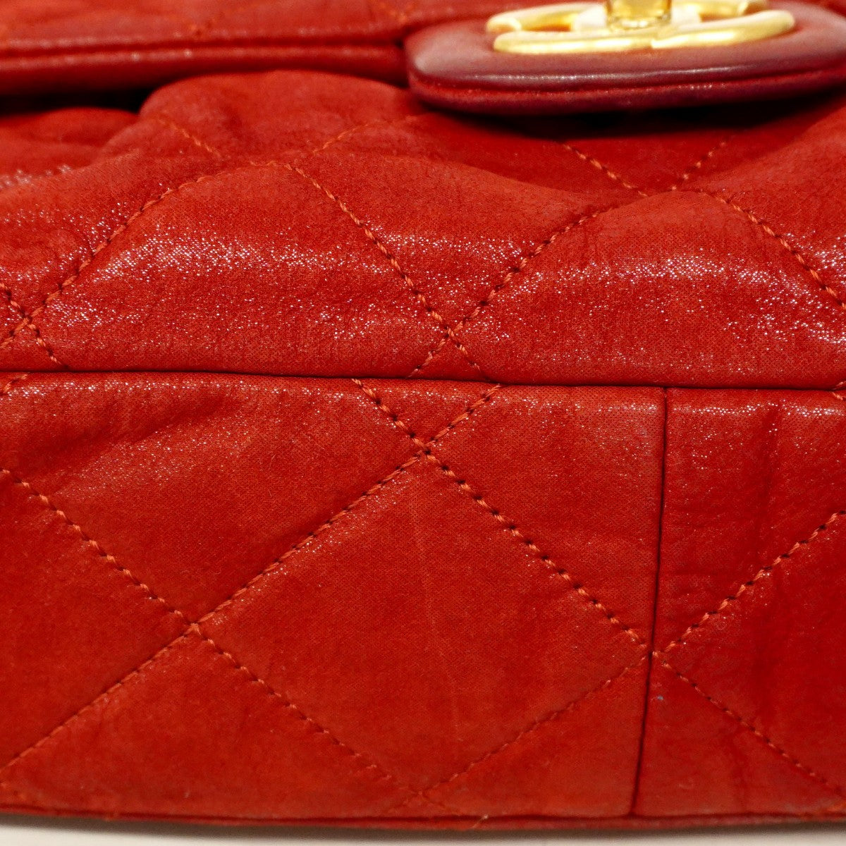 【6cc3840-k】シャネル ショルダーバッグ マトラッセ Wチェーン レザー レッド ゴールド金具【中古】レディース