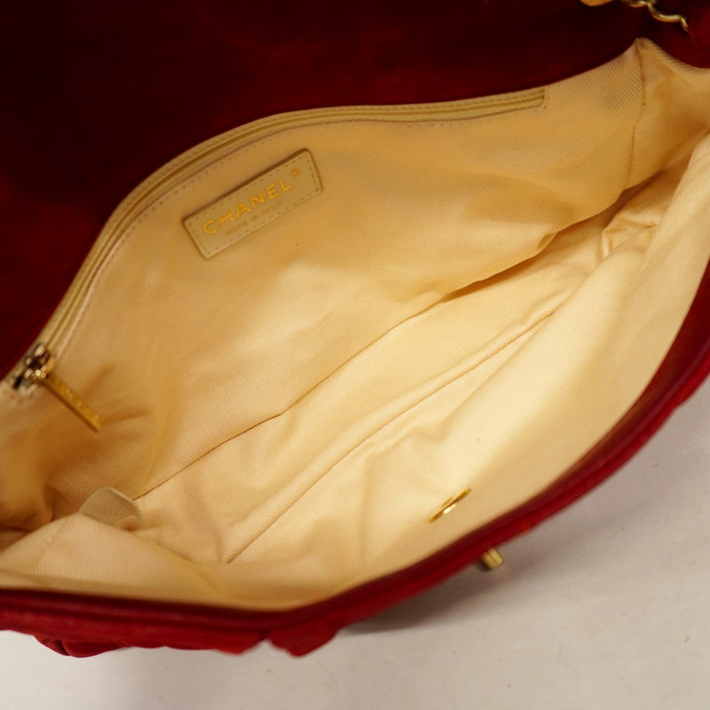 【6cc3840-k】シャネル ショルダーバッグ マトラッセ Wチェーン レザー レッド ゴールド金具【中古】レディース