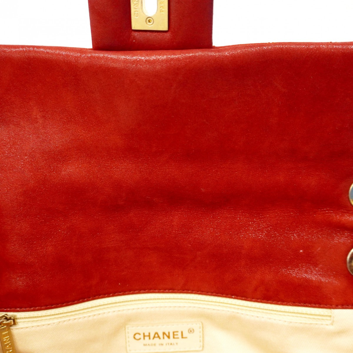 【6cc3840-k】シャネル ショルダーバッグ マトラッセ Wチェーン レザー レッド ゴールド金具【中古】レディース