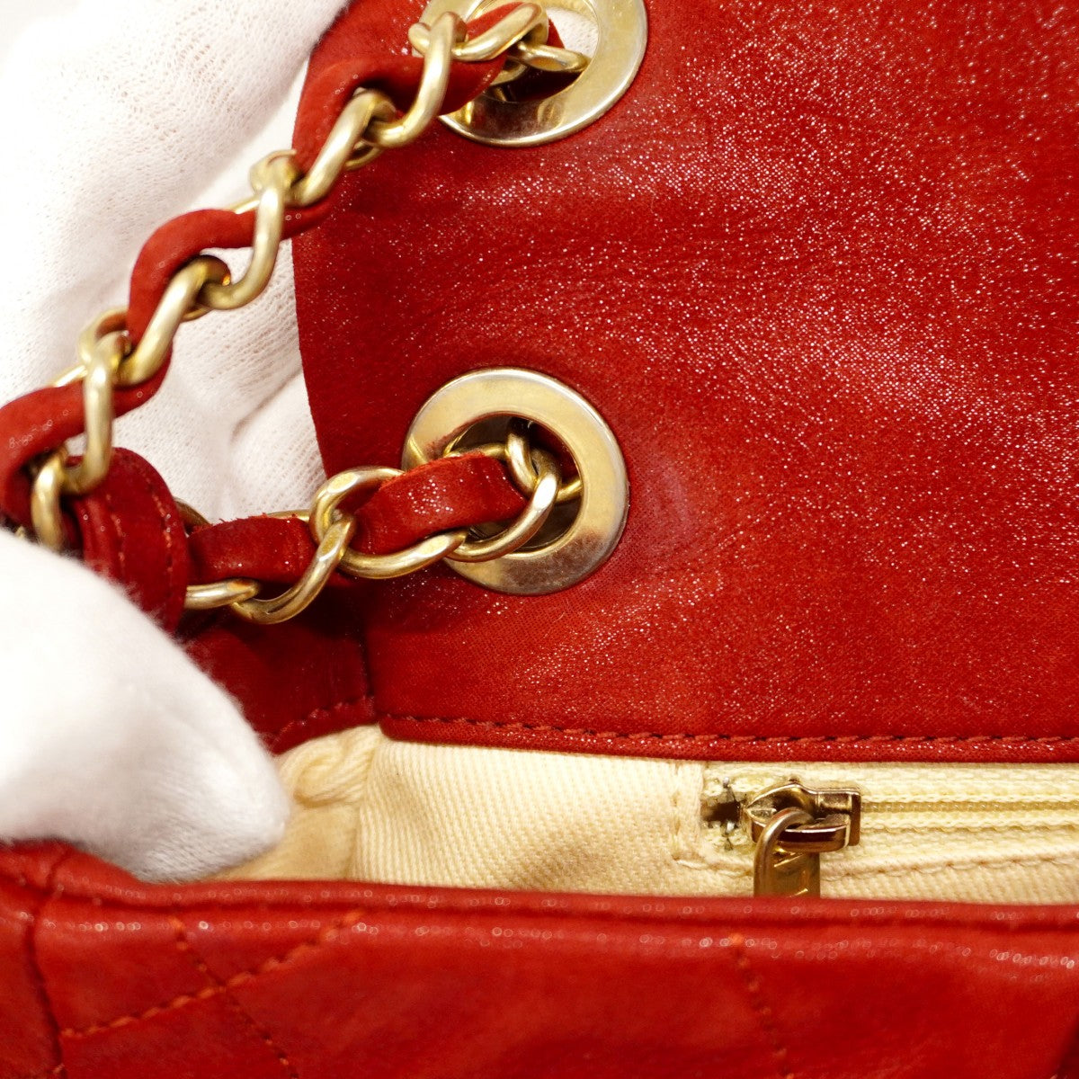 【6cc3840-k】シャネル ショルダーバッグ マトラッセ Wチェーン レザー レッド ゴールド金具【中古】レディース