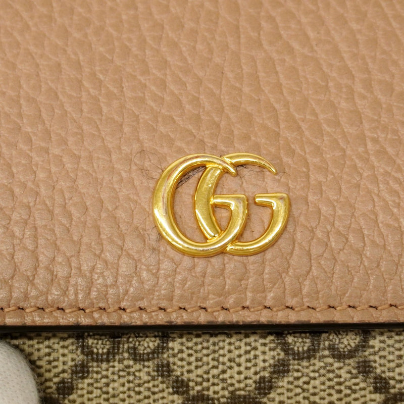 【6cc3842-k】グッチ 財布 GGマーモント/GGスプリーム 598587 レザー PVC ブラウン ゴールド金具【中古】