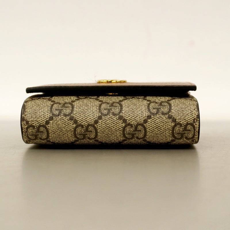 【6cc3842-k】グッチ 財布 GGマーモント/GGスプリーム 598587 レザー PVC ブラウン ゴールド金具【中古】