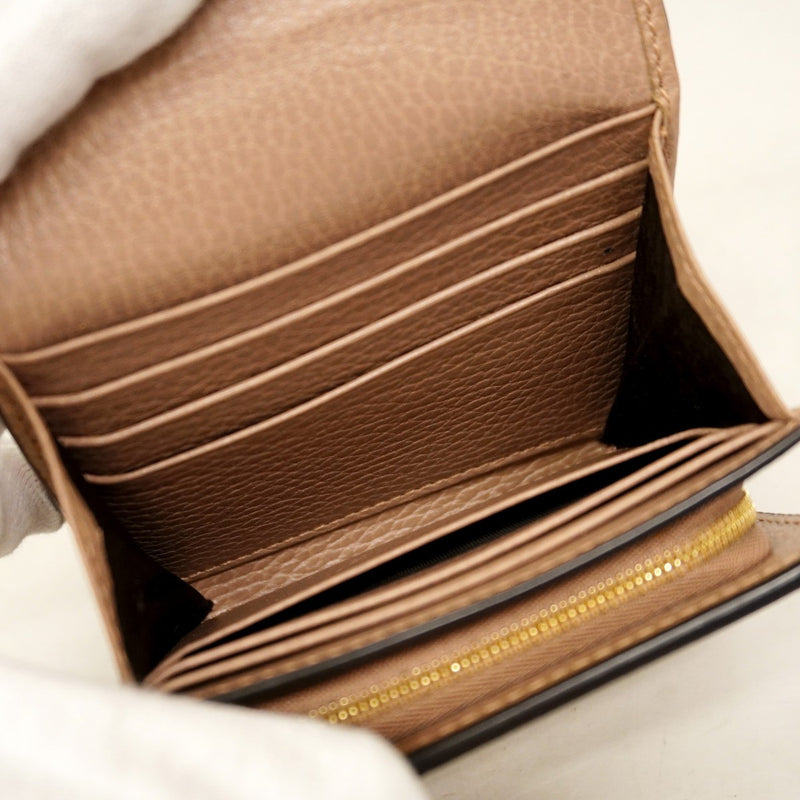 【6cc3842-k】グッチ 財布 GGマーモント/GGスプリーム 598587 レザー PVC ブラウン ゴールド金具【中古】