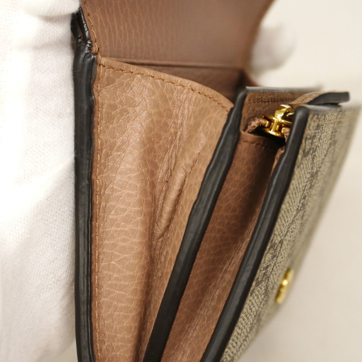 【6cc3842-k】グッチ 財布 GGマーモント/GGスプリーム 598587 レザー PVC ブラウン ゴールド金具【中古】