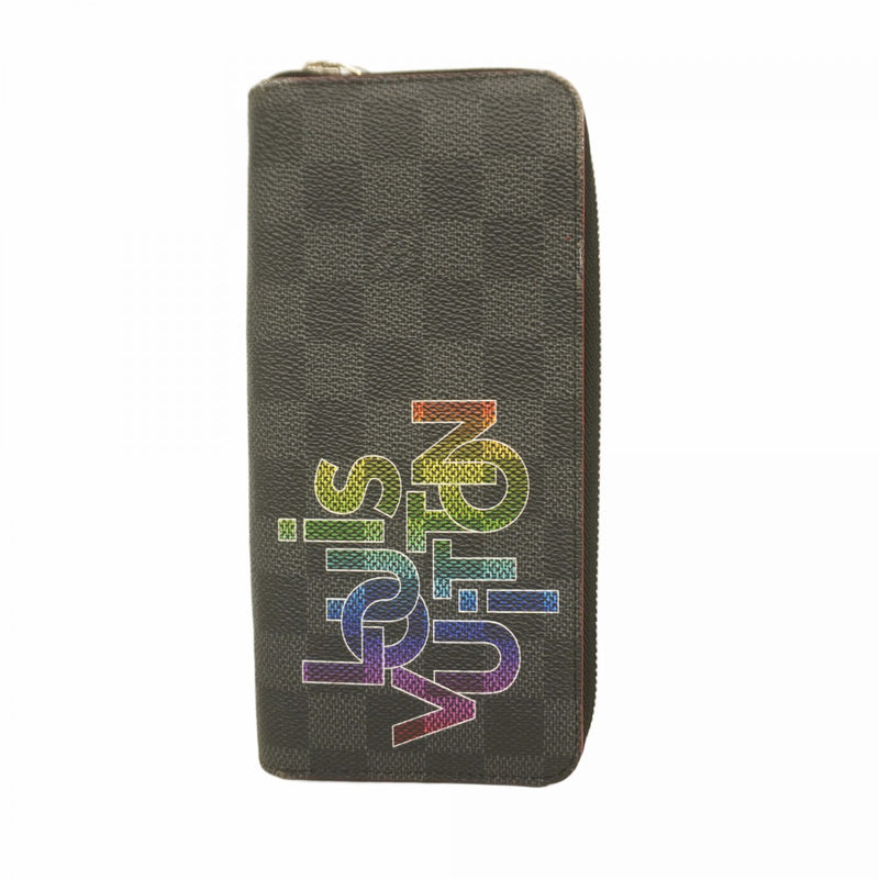 ★最終価格【6cc3881-k】ルイヴィトン 長財布 ダミエ・グラフィット ジッピーウォレットヴェルティカル N60306 ブラック ルージュ【中古】メンズ