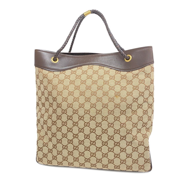 【6cc3953】グッチ トートバッグ GGキャンバス 109141 キャンバス ベージュ ブラウン ゴールド金具【中古】レディース
