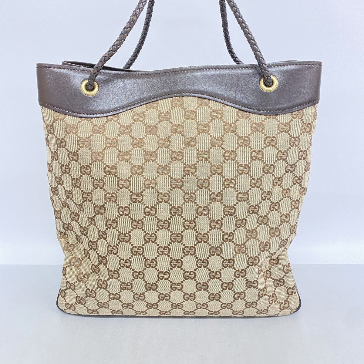 【6cc3953】グッチ トートバッグ GGキャンバス 109141 キャンバス ベージュ ブラウン ゴールド金具【中古】レディース