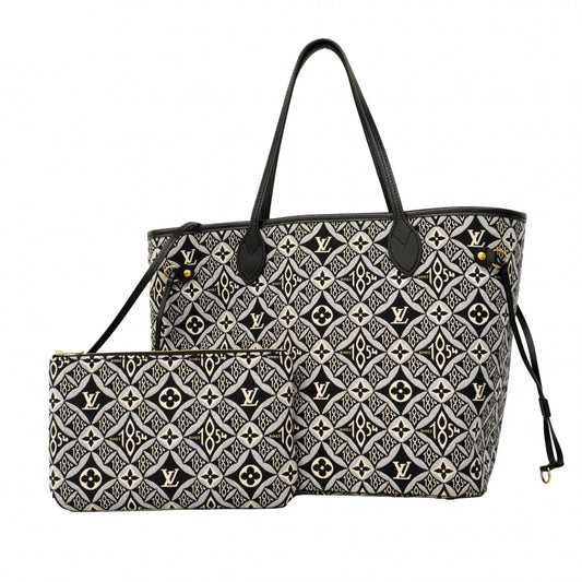 【6cc4017-k】ルイヴィトン トートバッグ モノグラム・ジャガードSince1854 ネヴァーフルMM M57230 ブラック【中古】レディース