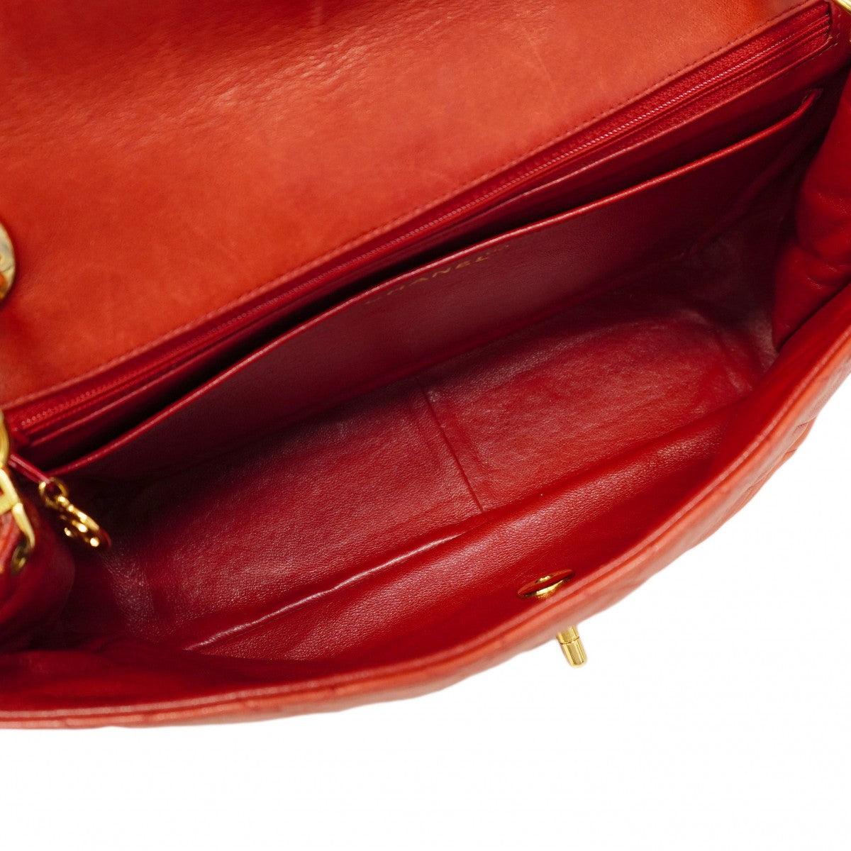 【6cc4020-k】シャネル ショルダーバッグ マトラッセ チェーンショルダー ラムスキン レッド ゴールド金具【中古】レディース