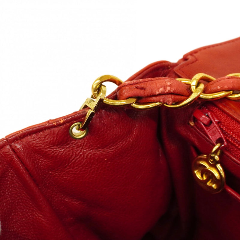 【6cc4020-k】シャネル ショルダーバッグ マトラッセ チェーンショルダー ラムスキン レッド ゴールド金具【中古】レディース
