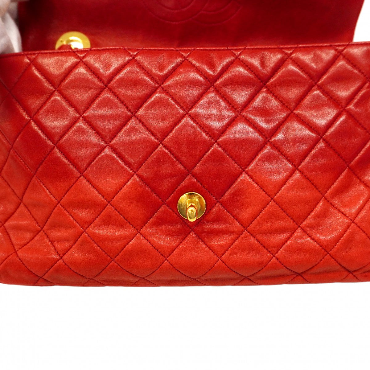 【6cc4020-k】シャネル ショルダーバッグ マトラッセ チェーンショルダー ラムスキン レッド ゴールド金具【中古】レディース