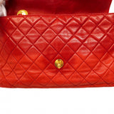 【6cc4020-k】シャネル ショルダーバッグ マトラッセ チェーンショルダー ラムスキン レッド ゴールド金具【中古】レディース