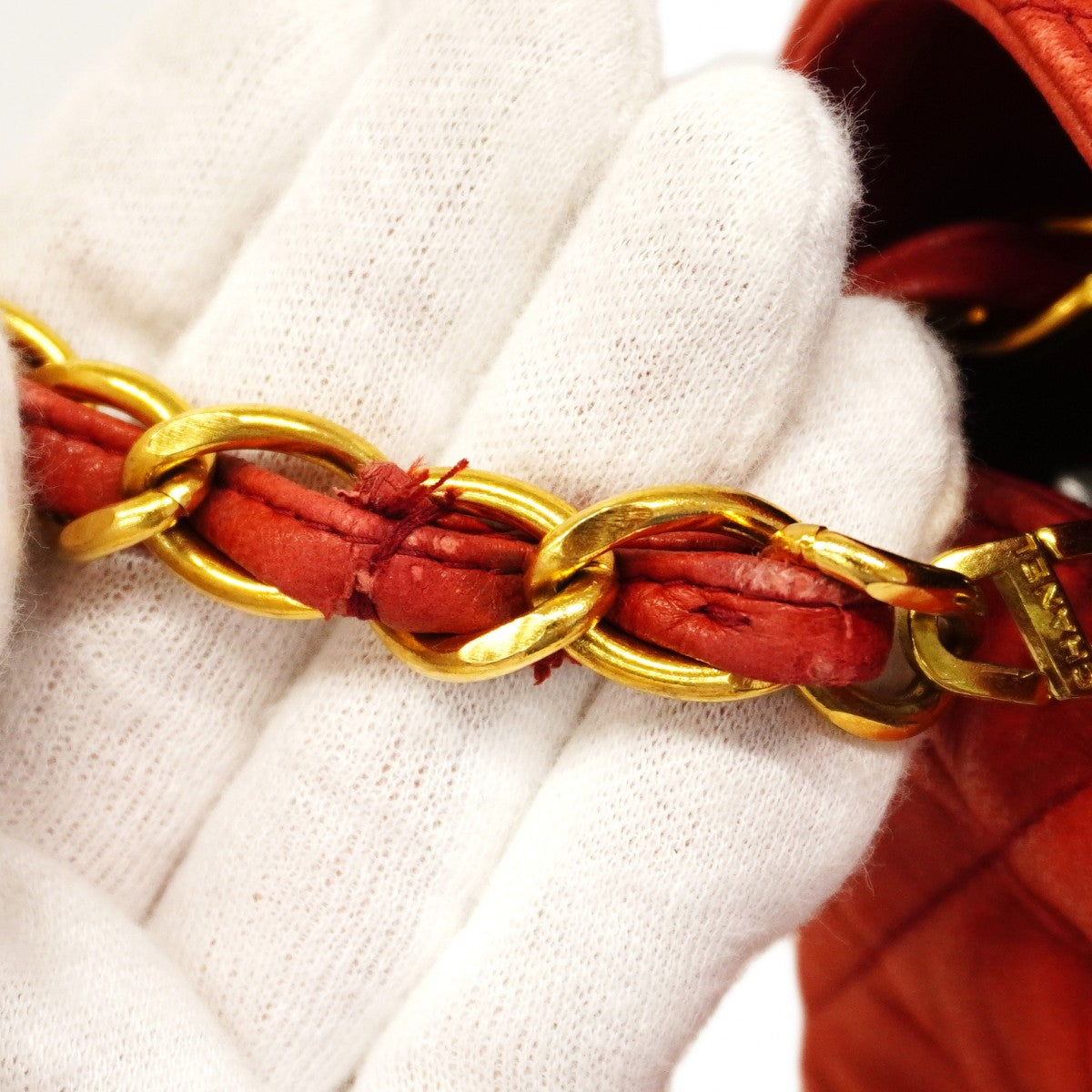 【6cc4020-k】シャネル ショルダーバッグ マトラッセ チェーンショルダー ラムスキン レッド ゴールド金具【中古】レディース