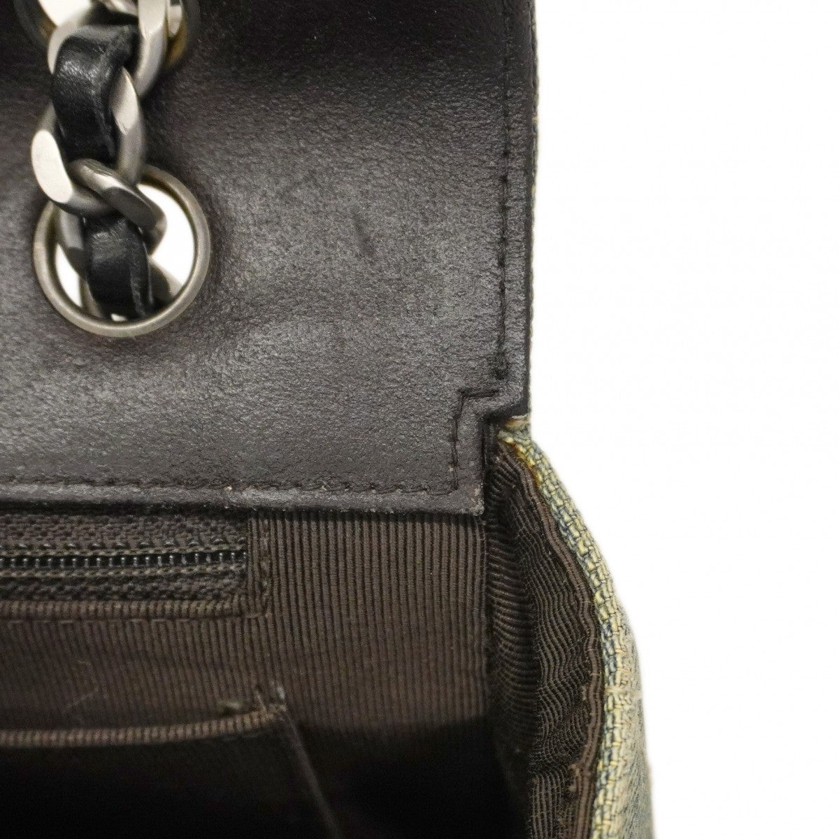 【6cc4021-k】シャネル ショルダーバッグ チョコバー Wチェーン デニム ブルー シルバー金具【中古】レディース