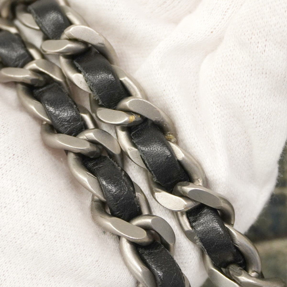 【6cc4021-k】シャネル ショルダーバッグ チョコバー Wチェーン デニム ブルー シルバー金具【中古】レディース