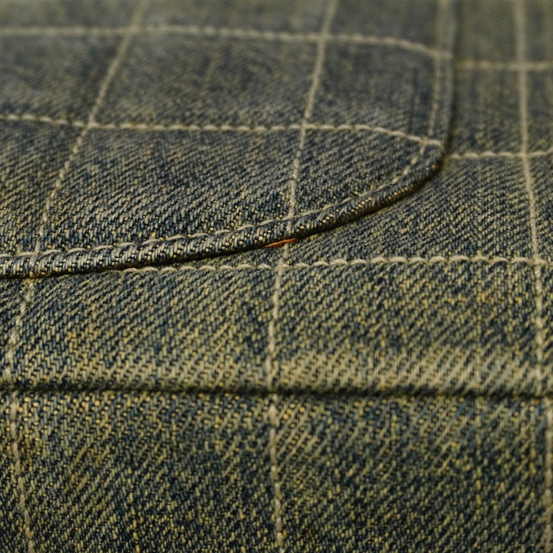 【6cc4021-k】シャネル ショルダーバッグ チョコバー Wチェーン デニム ブルー シルバー金具【中古】レディース