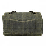 【6cc4021-k】シャネル ショルダーバッグ チョコバー Wチェーン デニム ブルー シルバー金具【中古】レディース