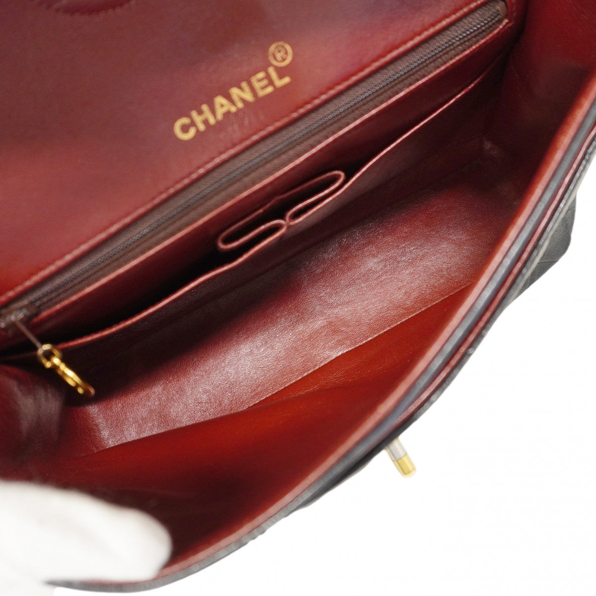 【6cc4022-k】シャネル ショルダーバッグ マトラッセ Wフラップ Wチェーン ラムスキン ブラック ゴールド金具【中古】レディース