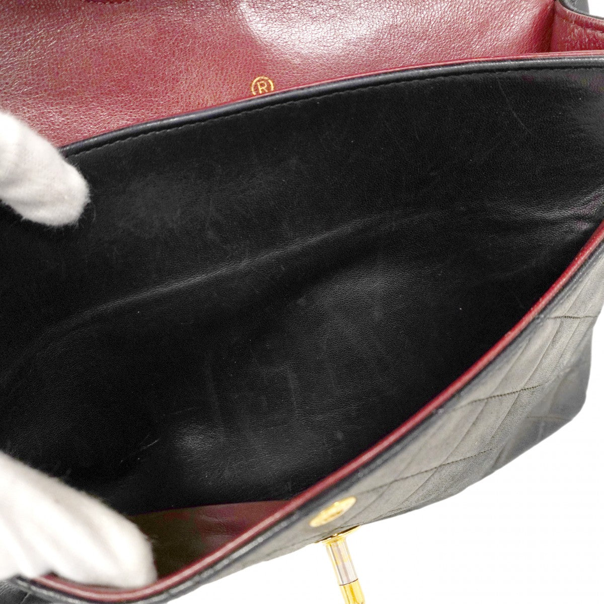 【6cc4022-k】シャネル ショルダーバッグ マトラッセ Wフラップ Wチェーン ラムスキン ブラック ゴールド金具【中古】レディース