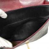 【6cc4022-k】シャネル ショルダーバッグ マトラッセ Wフラップ Wチェーン ラムスキン ブラック ゴールド金具【中古】レディース