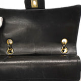 【6cc4022-k】シャネル ショルダーバッグ マトラッセ Wフラップ Wチェーン ラムスキン ブラック ゴールド金具【中古】レディース