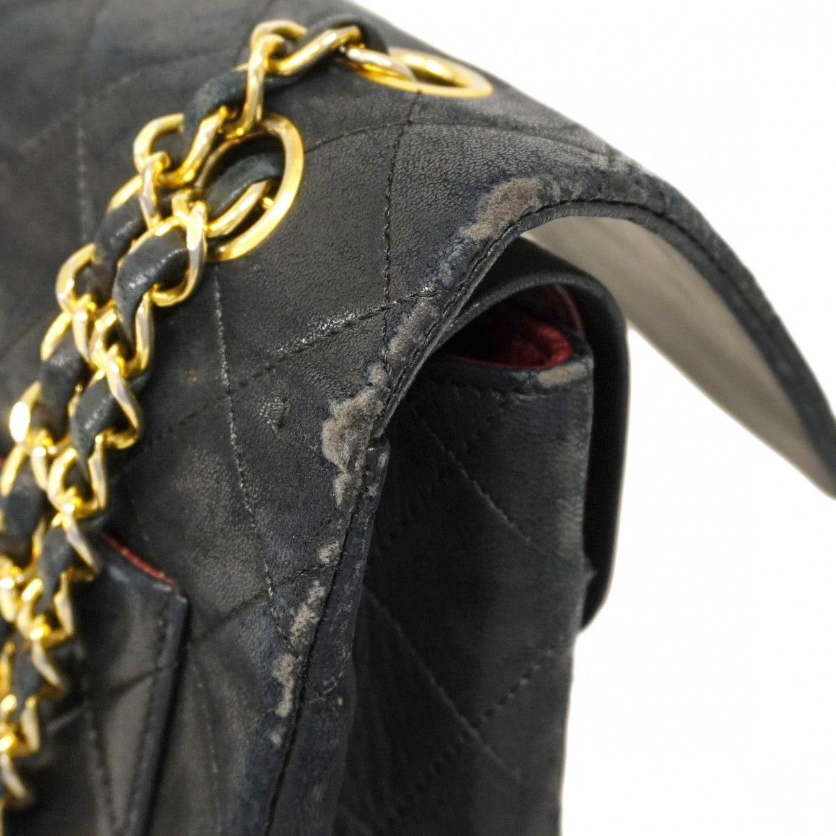 【6cc4022-k】シャネル ショルダーバッグ マトラッセ Wフラップ Wチェーン ラムスキン ブラック ゴールド金具【中古】レディース