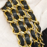 【6cc4022-k】シャネル ショルダーバッグ マトラッセ Wフラップ Wチェーン ラムスキン ブラック ゴールド金具【中古】レディース