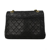 【6cc4022-k】シャネル ショルダーバッグ マトラッセ Wフラップ Wチェーン ラムスキン ブラック ゴールド金具【中古】レディース