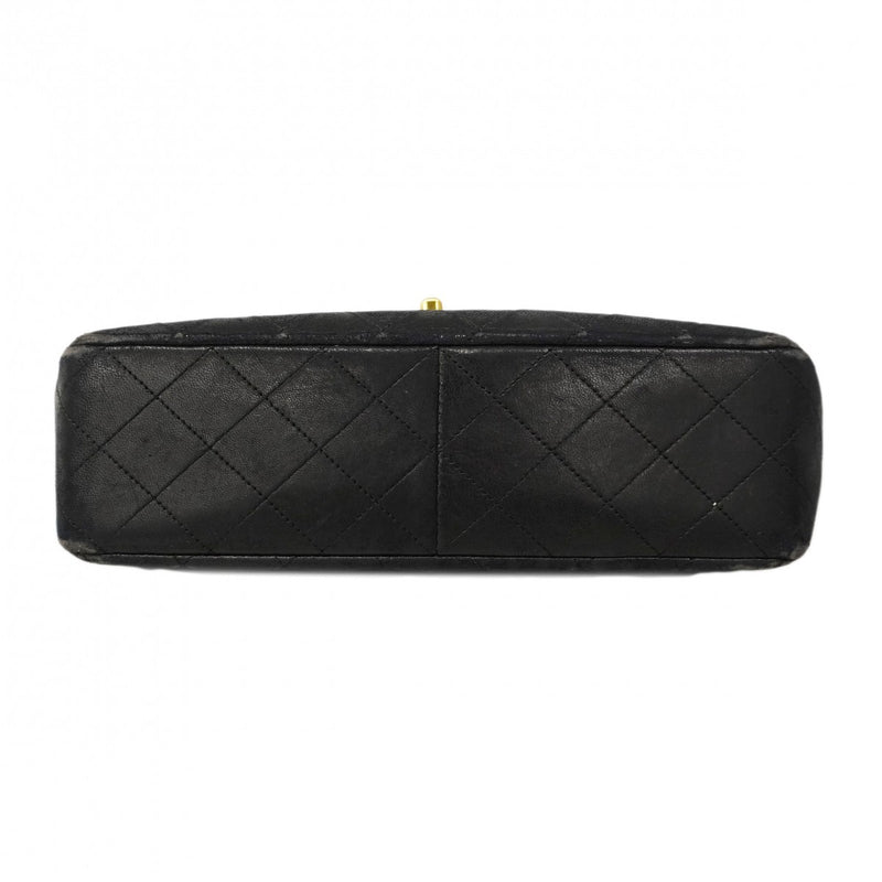 【6cc4022-k】シャネル ショルダーバッグ マトラッセ Wフラップ Wチェーン ラムスキン ブラック ゴールド金具【中古】レディース