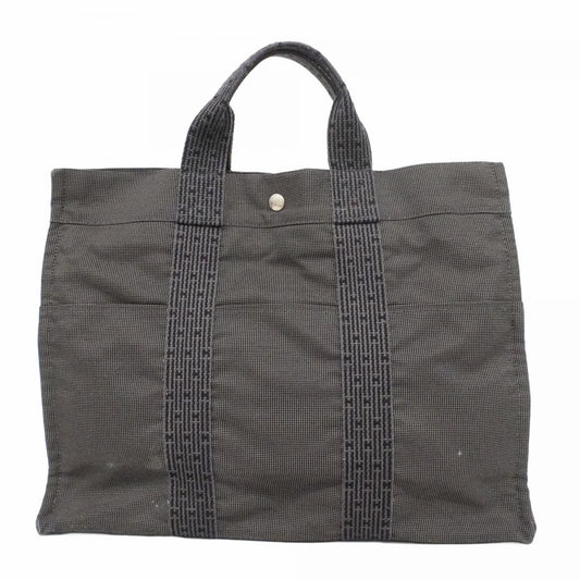 【6cc4025-k】エルメス トートバッグ エールラインMM キャンバス グレー シルバー金具【中古】メンズ レディース ユニセックス