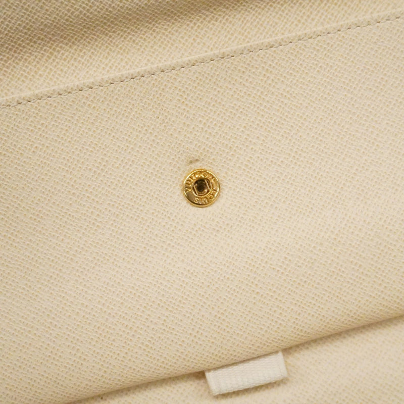 【6cc4031-k】ルイヴィトン 三つ折り長財布 ダミエ・アズール ポルトフォイユインターナショナル N61732 ホワイト【中古】レディース