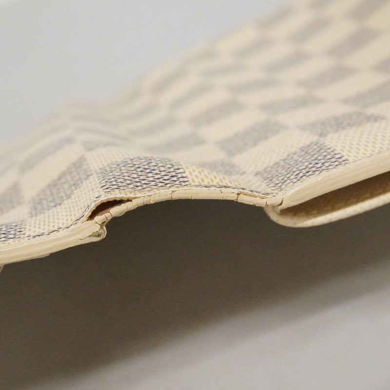 【6cc4031-k】ルイヴィトン 三つ折り長財布 ダミエ・アズール ポルトフォイユインターナショナル N61732 ホワイト【中古】レディース