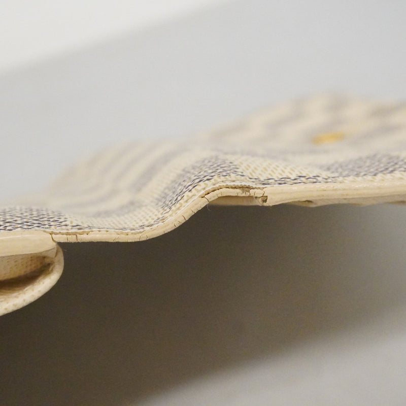 【6cc4031-k】ルイヴィトン 三つ折り長財布 ダミエ・アズール ポルトフォイユインターナショナル N61732 ホワイト【中古】レディース