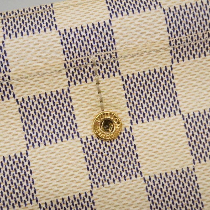 【6cc4031-k】ルイヴィトン 三つ折り長財布 ダミエ・アズール ポルトフォイユインターナショナル N61732 ホワイト【中古】レディース