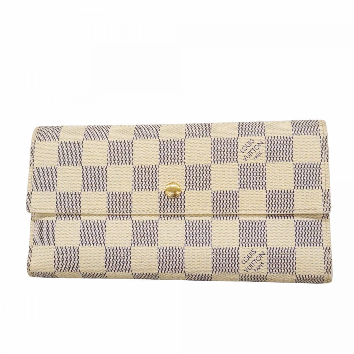 【6cc4031-k】ルイヴィトン 三つ折り長財布 ダミエ・アズール ポルトフォイユインターナショナル N61732 ホワイト【中古】レディース