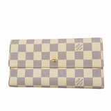 【6cc4031-k】ルイヴィトン 三つ折り長財布 ダミエ・アズール ポルトフォイユインターナショナル N61732 ホワイト【中古】レディース